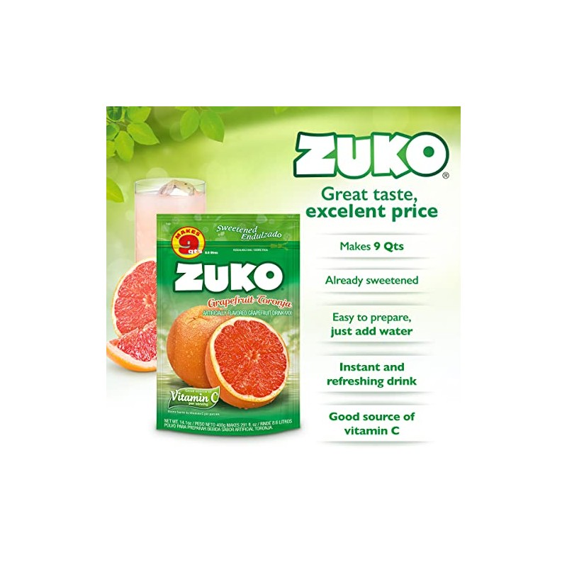 Zuko Grapefruit Powdered Drink Mix Family Pack, No Added Sugar