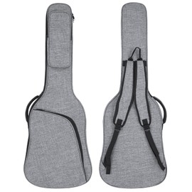 MUZTOP 39 Inch Electric Guitar Bag Soft Guitar Case, 11 MM Thick Padded Electric Guitar Gig Bag Waterproof Guitar Backpack with Pockets, Grey