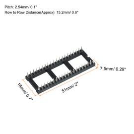 sourcing map DIP IC Chip Socket Adapter Round Pin 40P 2.54mm Pitch IC Socket for PCB Board Chip, 10 Pack