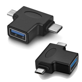 VMOJO 2in1 OTG Converter USB 3.0 to Micro USB and Type C Adapter USB3.0 Female to Micro USB Male and USB C/USB3.1 Male Connector (2 Pack)