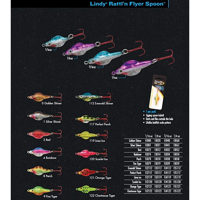 Lindy Rattl'N Flyer Spoon Hybrid Ice Fishing Lure Jigging Spoon,