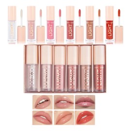 Juego De Brillo De Labios Con Brillo De Agua De 6 Colores