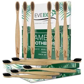 EveEco 48 Count (4 Boxes of 12) Bamboo Toothbrush I Soft Bristles Best for Sensitive Gums I Charcoal I Vegan I Natural Wood I BPA Fee I Recyclable I Compostable I Biodegradable