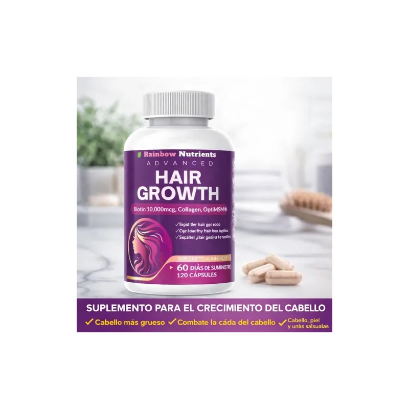 Hair Growth Biotin Colágeno Cabello Uñas Sin Sabor
