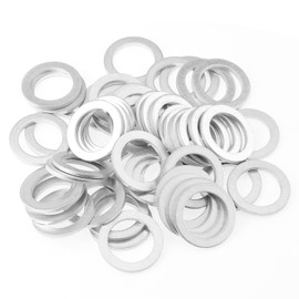 MEZOKUCEL 50PCS Aluminum Crush Washers Car Flat Sealing Gaskets Oil Sump Plug Washer Drain Plug Gaskets Plate Rings 20mm OD 14mm ID 1.5mm Thickness