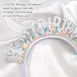 CAVETEE Birthday Crown for Women，Birthday Headband for Girls Birthday Girl Headband，Birthday Crown Adult Woman, IT's MY BIRTHDAY Headband for Girls Happy Birthday Decorations (Silver)