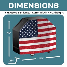 Grill Cover for Outdoor Grill, BBQ Grill Covers for Outside, Grill Cover 55 Inch, BBQ Covers Waterproof Heavy Duty Waterproof,Small to Large Durable and Convenient Universal Grill Covers-US Flag