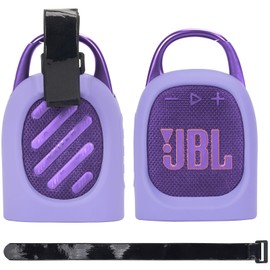 YouKnow Silicone Case for JBL Clip 5 Ultra Portable Bluetooth Speaker, with Removable Strap Attach to Bike Golf Cart Boat (Purple)