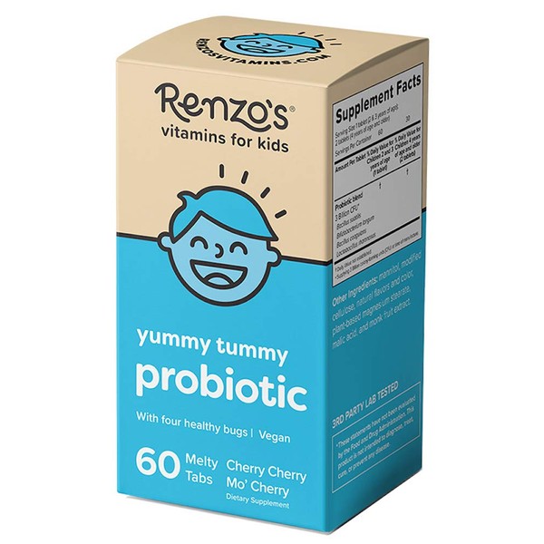 Renzo's Probiotics for Kids - Daily Kids Probiotic for Immune Support & Digestive Health - for Children Age 2+ - Vegan, Non-GMO, No Sugar, Easy to Take Kids Probiotics [60 Fast Melting Tablets]