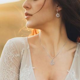 YL Celtic Necklace 925 Sterling Silver White Gold Triskele Pendant Knot Necklace Jewelry Women Ladies