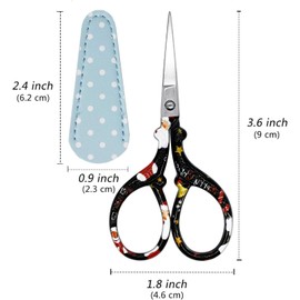 Hisuper Scissors Small Sewing Scissors 3.6Inch Embroidery Scissors Small Precision Scissors with Leather Scissors Cover Stainless Steel Scissors for Needle Work Art Work Craft Threading