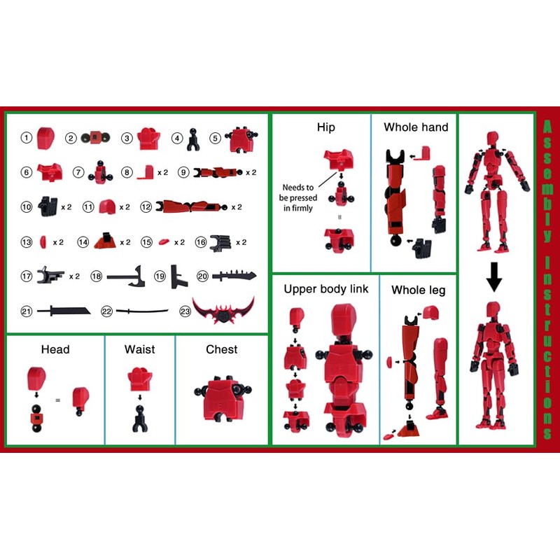 Rolling Art Action Figure Set, Model 13 Action Figure Multi-Jointed