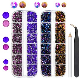 qiipii Purple Rose Jelly Resin Rhinestones for Crafting 3mm 4mm 5mm Flatback Grape Purple Purple Rose AB Stones Violet Gems Diamonds Crystals Charms for Nails Face Eye Makeup Tumblers Bottles Crafts