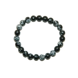 Jeannieparnell Z014SO - Carded 8mm Snowflake Obsidian Gemstone Bead Bracelet