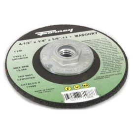 Forney 71888 Grinding Wheel with 5/8-Inch-11 Threaded Arbor, Masonry Type 27, C24S-BF, 4-1/2-Inch-by-1/4-Inch