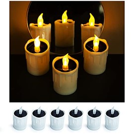 Flameless Candle lamp, Solar Flashing Candle lamp, Solar Candle lamp, Solar Rechargeable Tea Wax lamp, 6 Pieces of Solar LED Candle lamp, Solar Candle Cup (White)