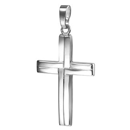JEVELION Cross Pendant for Women, Men and Children as a Necklace Pendant with Jewellery Case, Silver