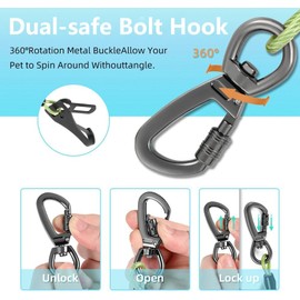 Dog Seat Belt for Car,Updated 3-in-1 Heavy Duty Dog Car Harness Tether with Clip Hook Latch & Buckle,Swivel Zinc Alloy Carabiner (Green, 16in/40cm)