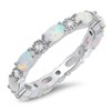 Clear CZ Oval White Simulated Opal Ring Sterling Silver Stackable
