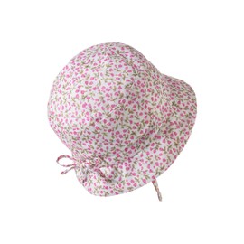Sterntaler Millefleurs Baby Hat for Girls with Size Adjustment, Sun Hat with Floral Print and Tie Strap, Protects the Head from the Sun, Sun Hat with UV Protection 30, White, 49