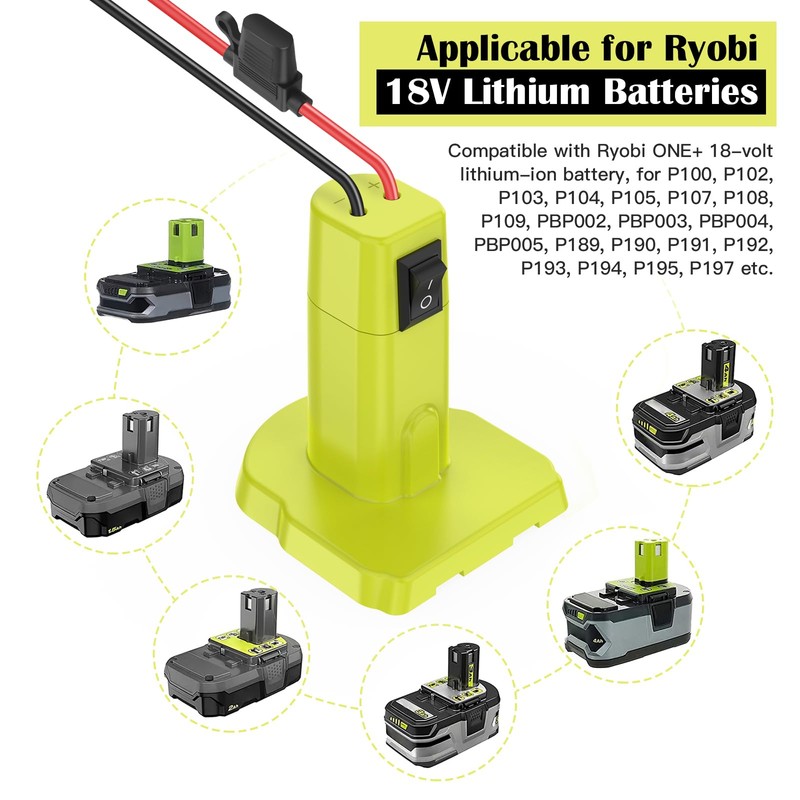 1 Packs Power Wheel Adapter for Ryobi 18V Battery Adapter