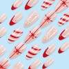Red French Tip Press on Nails Almond False Nails Christmas