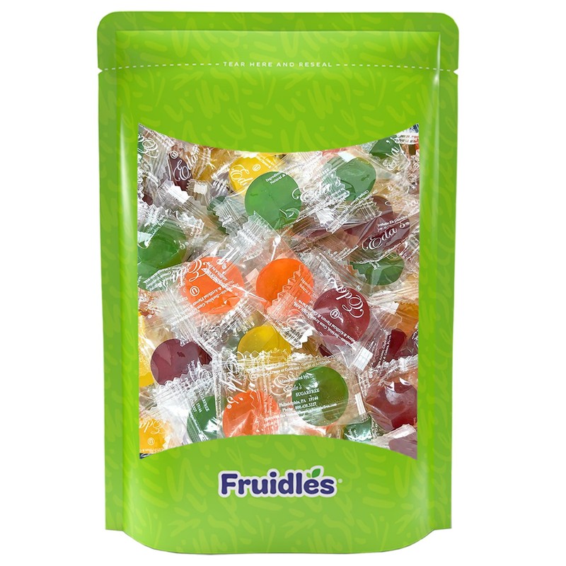 Fruidles Sugar-Free Premium Hard Candy Suckers, Mini Fruit Buttons Variety