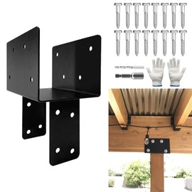 DEVALLEY T-Shaped Pergola Brackets Kit,3-Way Post Cap Tie Brackets with Screws for 6x6/6x8(Actual:5.5"x5.5"/5.5"x7.5") Wood Beams Support for Outdoor Pavilion,Gazebo,Log Cabins (1Pack)