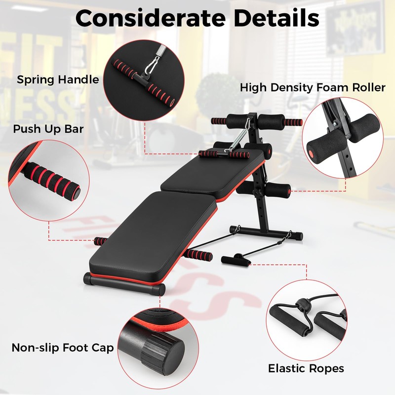 KOTEK Sit Up Bench, Foldable & Adjustable Ab Workout Equipment