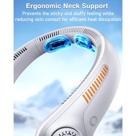 EYERZ Portable Neck Fan - Rechargeable Personal Fan with Neck Support, 5-Speed Quiet Lightweight Long Lasting Neck Fan, Battery Operated Full Surround Cooling for Travel, Birthday Gifts for Men Women