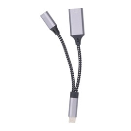 USB C to USB3.0 Adapter, USB C OTG Adapter, USB A and Type C Dual Input Ports, Fast, Stable Transmission, Fast Charging Made of Aluminium Alloy for Computers