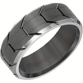 Wheel Tire Ring Biker Ring Tire Ring for Men Wedding (Black, 8)