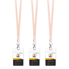 Lanyards for Cruise Ship Cards, Lanyards with Waterproof Extra Thick Plastic Clear Badge Holders, Resealable Zip ID Card Holder, 2.5" x 3.5" Inner Size, Vertical Style, Set of 3, Black - Color: Rose Gold, Size: 3 Pack