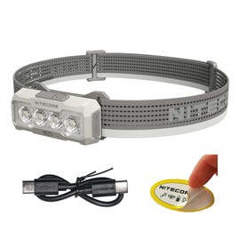 Nitecore NU27 600 Lumens Running Camping Headlamp, USB-C Rechargeable with Warm, Neutral and Cool White Lights, Red Light, Including NitecoreS Sticker (White)