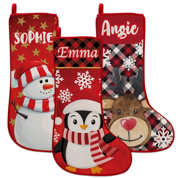 Set of 4, Personalized Christmas Stockings w/ 9 Pattern |