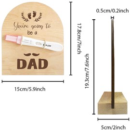 GOMAKERER 1 Pc Wooden Pregnancy Announcement Sign, You're Going to Be A Dad Wooden Pregnancy Test Keepsake with Base & Twine Rope Pregnancy Reveal to Husband Dad to Be Gift for Display