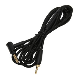 Replacement Audio Headphone Cable with Microphone for XL 90 Degree Angle Plug 4.9ft
