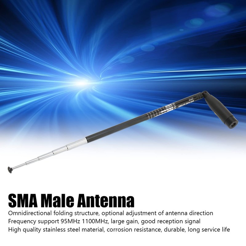 SMA Male 95MHz-1100MHz Telescopic Antenna, SRH789 Foldable Broadband Antenna Replacement