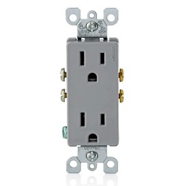 Leviton 15 Amp, 125 Volt, Decora Duplex Receptacle, Residential Grade, Grounding, Gray, 5325-GY