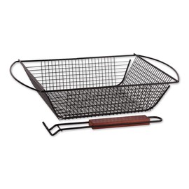 RSVP International Barbeque Grill Basket Collection Removable Handle, Easy Clean, 11x14x3.5", Non-Stick Coating