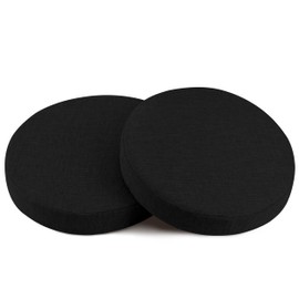 OVOV Round Chair Cushions for Dining Chairs 2 Pack Extra Thick Seat Cushion Circle Chair Pads with Removable Cover and Non Slip Bottom for Bar Stool Black (16x16 Inch)