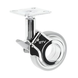GTV - Gira Furniture Castors | Castors for Furniture | with Brake | Diameter 60 mm | Made of Plastic and Steel | Chrome-Plated + Grey Matt