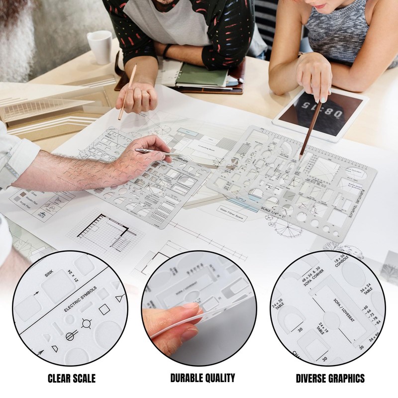 Zonon 10 Pcs Plastic Drawing Template Ruler Geometric Drawing 12