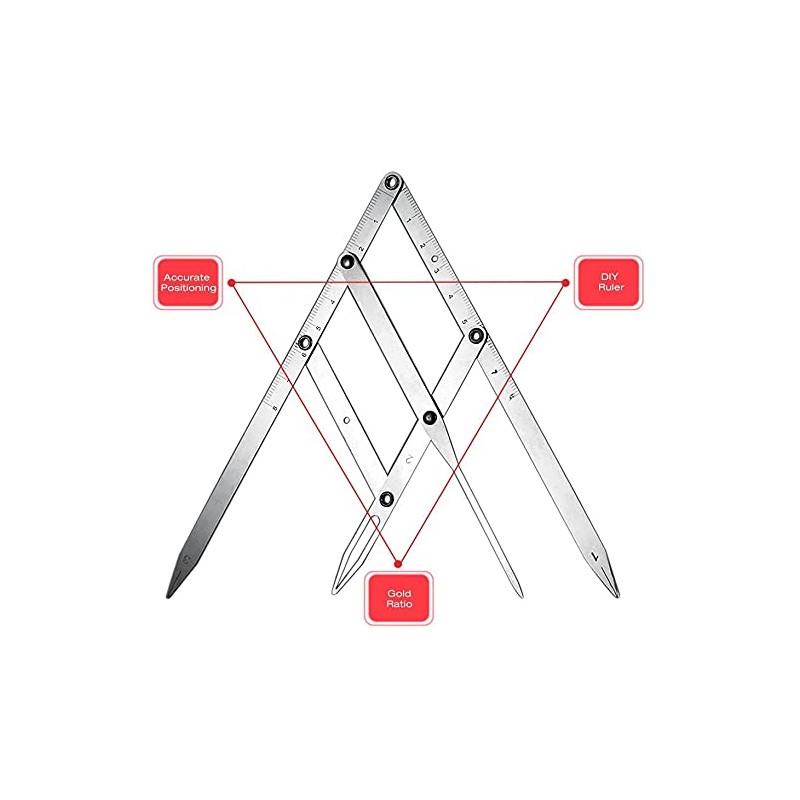 Namvo Eyebrow Tattoo Ruler Mean Caliper, Stainless Steel Foldable Eyebrow