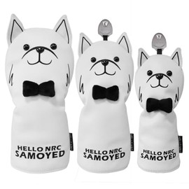 Golf Headcover Wood FW Driver 440cc 460cc DR Utility UT Waterproof Samoyed Gentleman Lady Single Piece Set (FW 1pc, Gentleman)