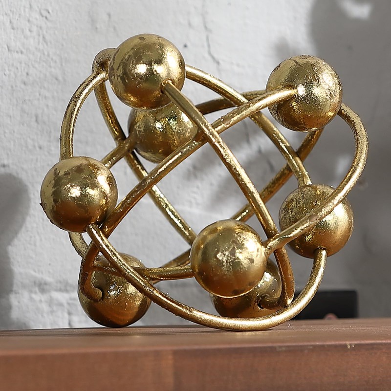 MOCOME 6-inch Metal Round Orbital Sphere with Golden Orbit Balls,