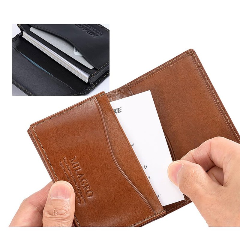 Milagro Business Card Holder, Tamponato Leather Series, Braun