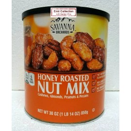 Savanna Orchards Honey Roasted Nut Mix Cashews, Almonds, Peanuts & Pecans Bundle - 6 Cans