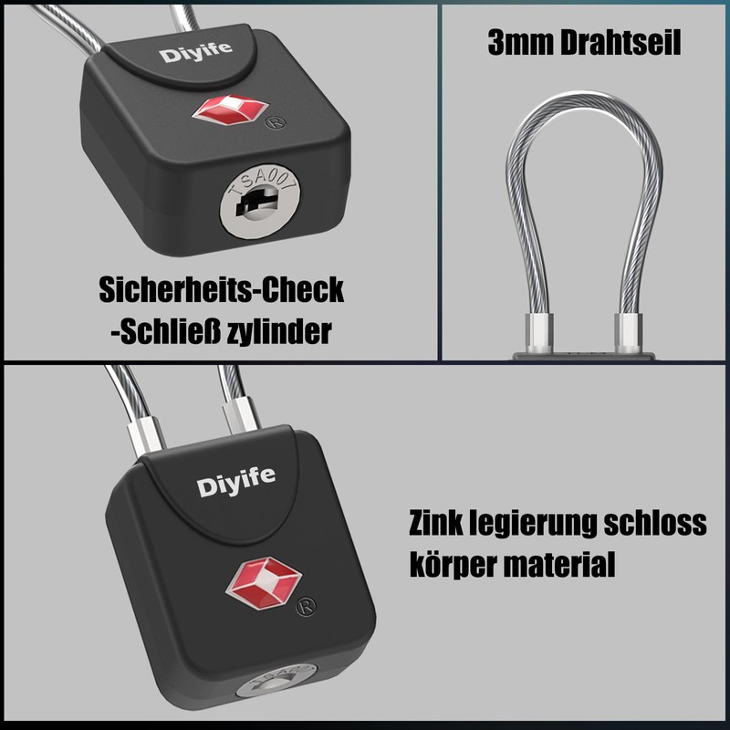 Diyife TSA Luggage Locks 2 Pieces 4 Keys Locks Travel
