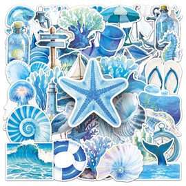 50 PCS Blue Ocean Animal Stickers for Computer,Bicycle,Skateboard,Laptop,Phone,Luggage,Water Bottle Vinyl Waterproof Stickers for Children,Teens,Adults,Boys,Girls,Kids
